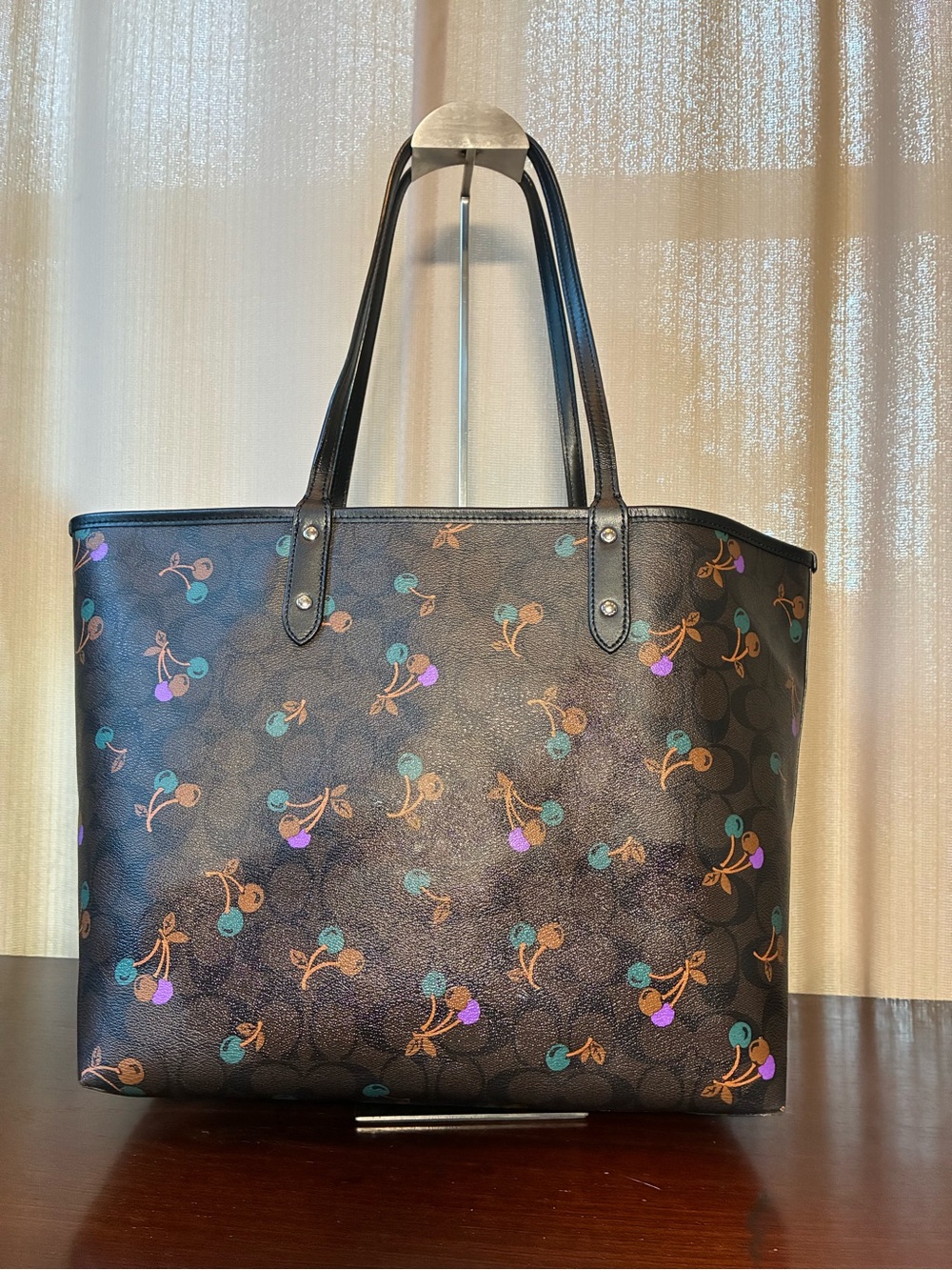 Coach Reversible Cherry Print Tote with Pouch - Picture 2 of 7